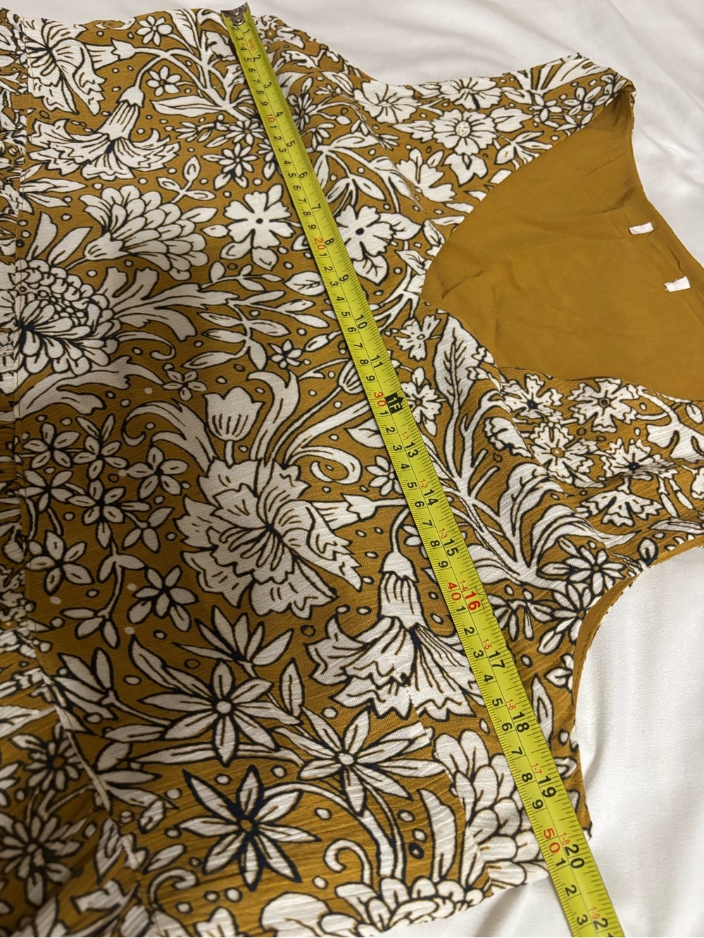 Rachel Ashwell Floral Smock Sleeveless Midi Dress Mustard Yellow - Picture 7 of 9